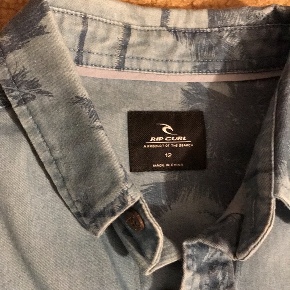 Rip curl kids shirt sleeve button down shirt Sz 12 new - Picture 2 of 3